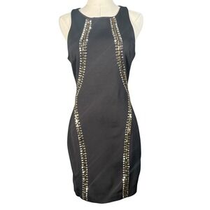 Bebe Black Embellished Racerback Bodycon Mini Dress Size Medium